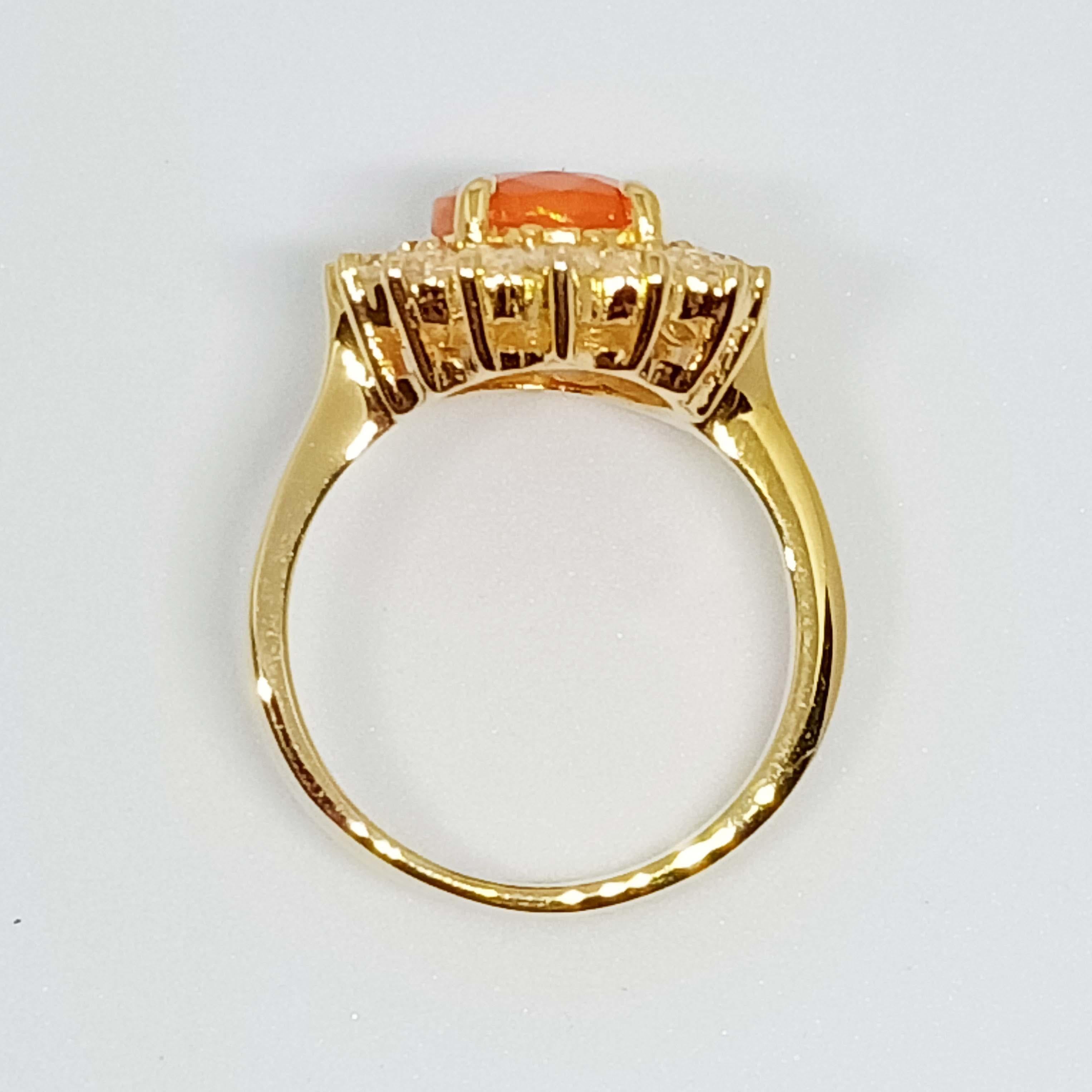 Women's 2.53cts. Orange Opal Ring.Sterling Silver in 18K Gold Plated. For Sale