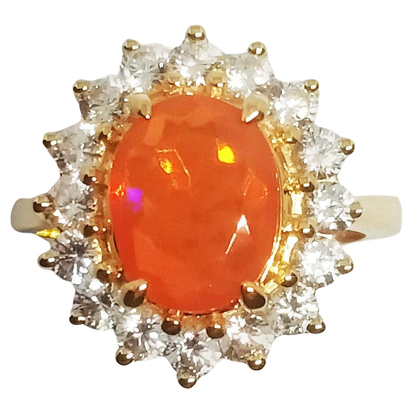 2,53cts. Orangefarbener Opalring. Sterlingsilber in 18 Karat vergoldet.