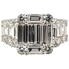 2.54 Carat Baguette and Round Diamond Ring