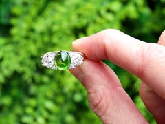 2.54 Carat Demantoid Garnet 1.58 Carat Diamond 18k Yellow Gold Ring Circa 1900