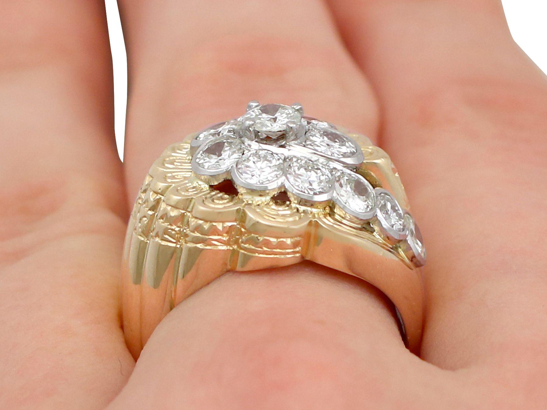 Women's or Men's 2.54 Carat Diamond Yellow Gold Cocktail Ring For Sale