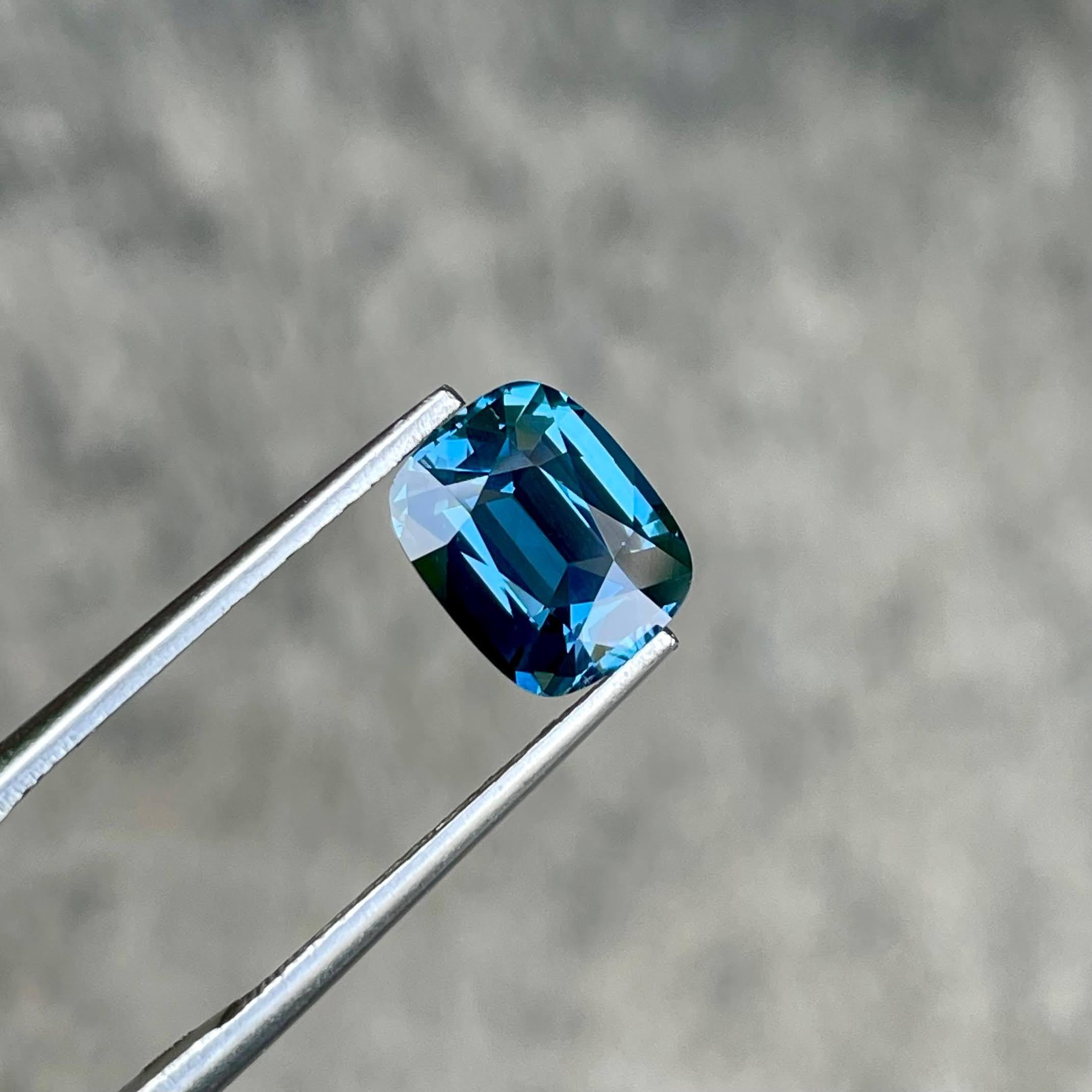 Modern 2.54 Carat Loose Blue Spinel Stone Cushion Cut Natural Tanzanian Gemstone For Sale