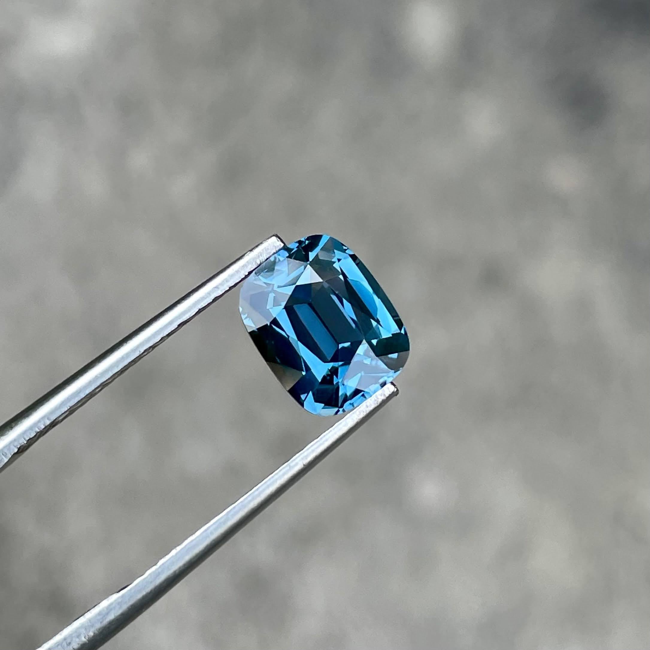 Women's or Men's 2.54 Carat Loose Blue Spinel Stone Cushion Cut Natural Tanzanian Gemstone For Sale