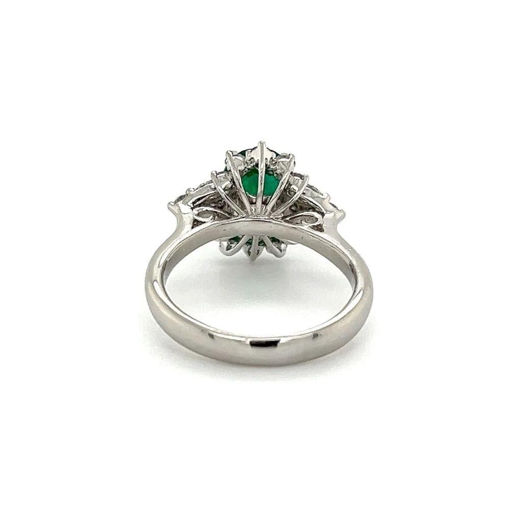 Modern 2.54 Carat Oval Green Emerald GIA and Diamond Vintage Platinum Ring For Sale