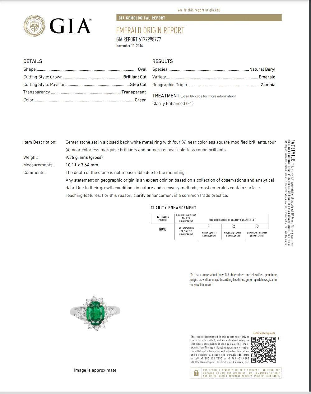 Women's 2.54 Carat Oval Green Emerald GIA and Diamond Vintage Platinum Ring For Sale