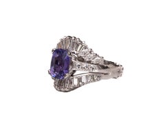 2.54 Carat Sapphire and 1 Carat Total Diamond Platinum Cocktail Ring
