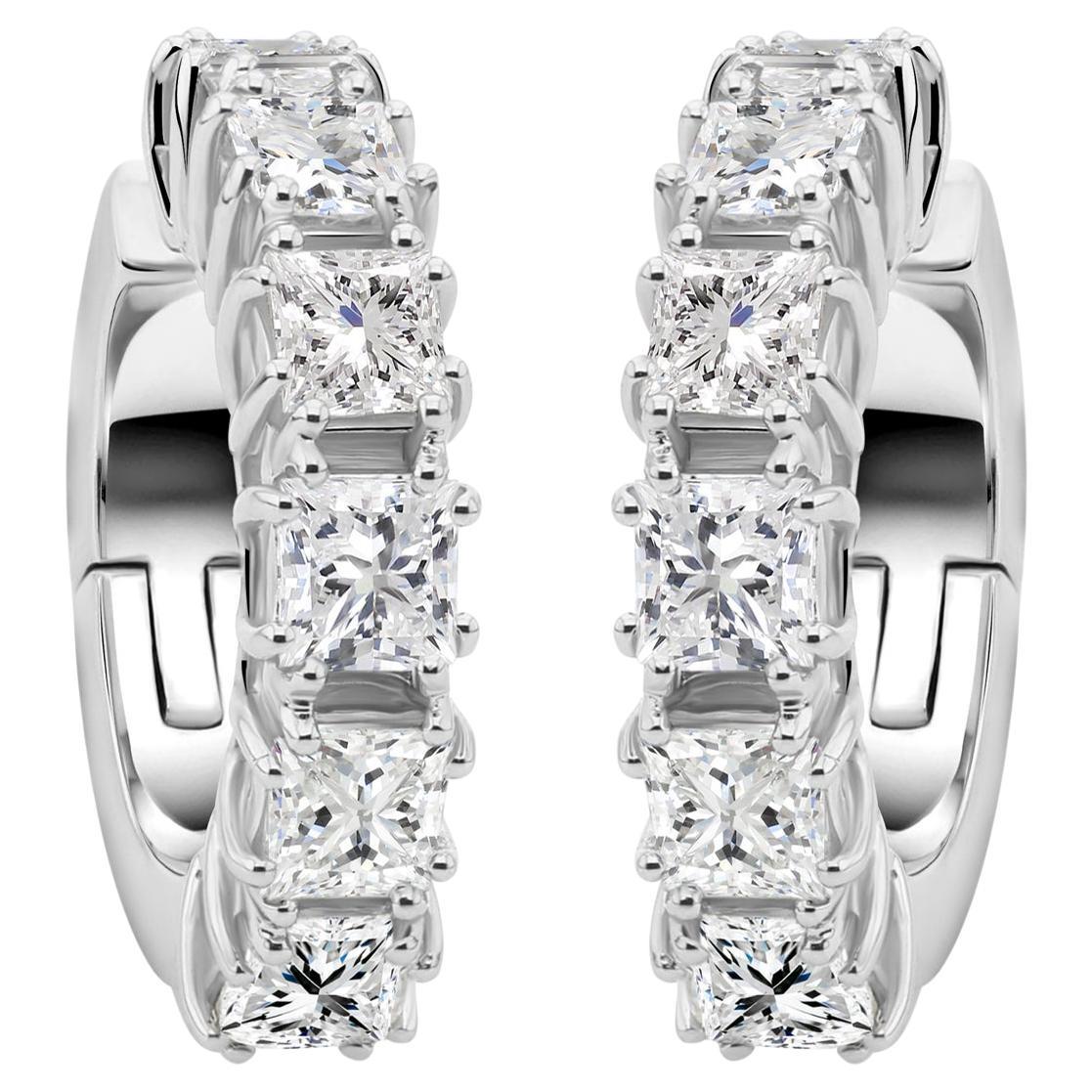 2.54 Carat SI Clarity HI Color Diamond Ear Cuff Earrings 14 Karat White Gold