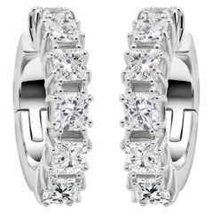 2.54 Carat SI Clarity HI Color Diamond Ear Cuff Earrings 14 Karat White Gold