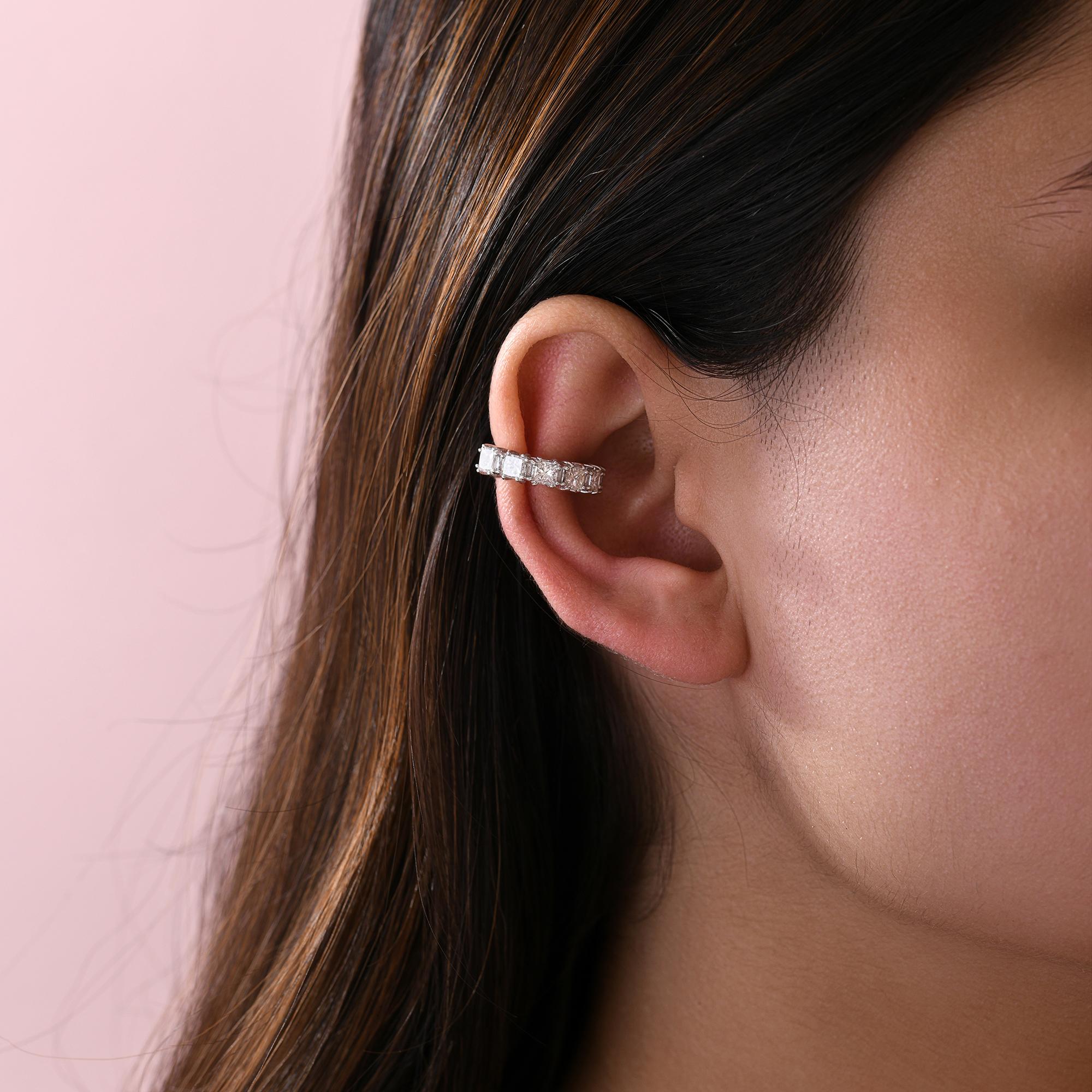 2,54 Quilates SI Claridad HI Color Pendientes Puño de Diamante Oro Blanco 18 Kilates Moderno en venta