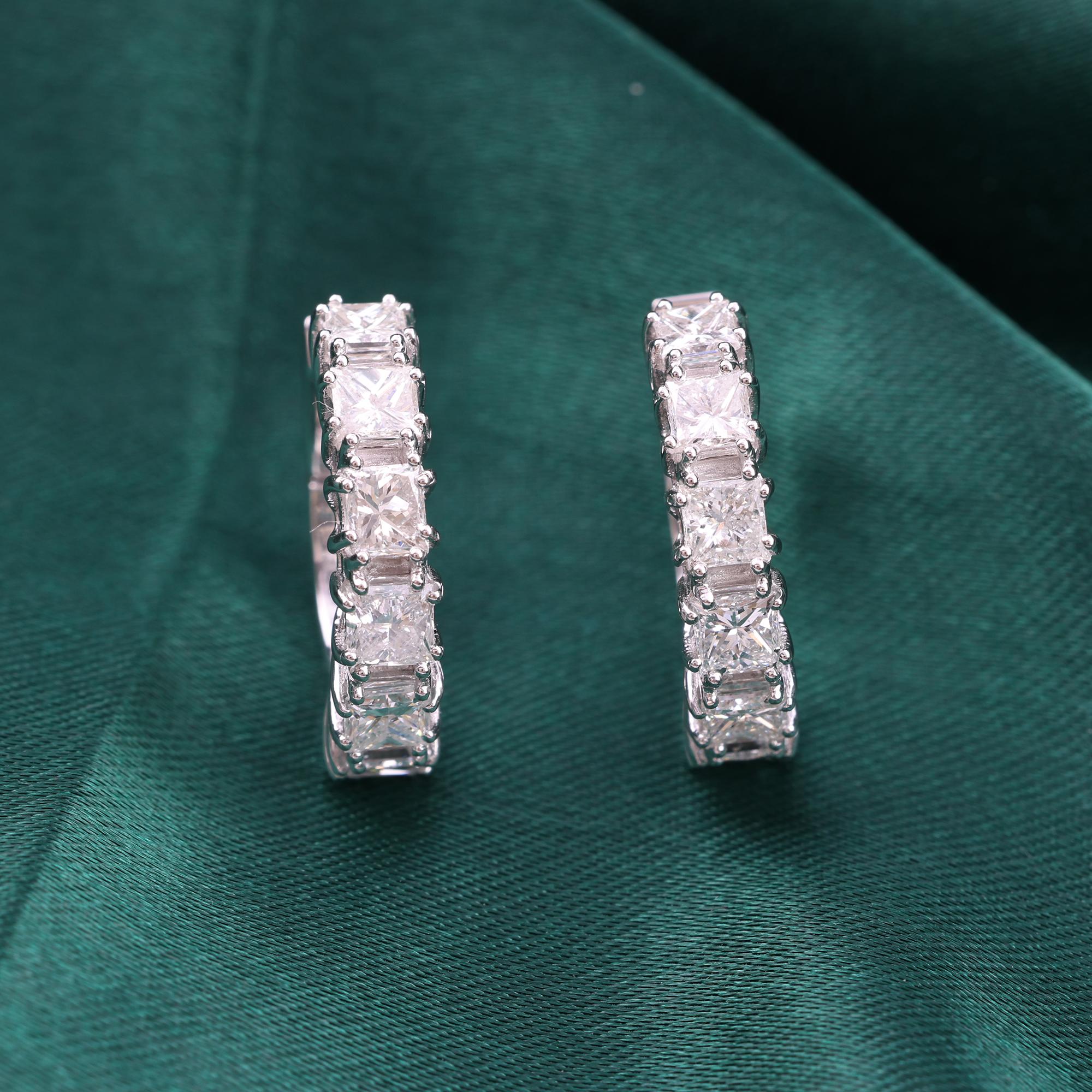 De las mujeres 2,54 Quilates SI Claridad HI Color Pendientes Puño de Diamante Oro Blanco 18 Kilates en venta