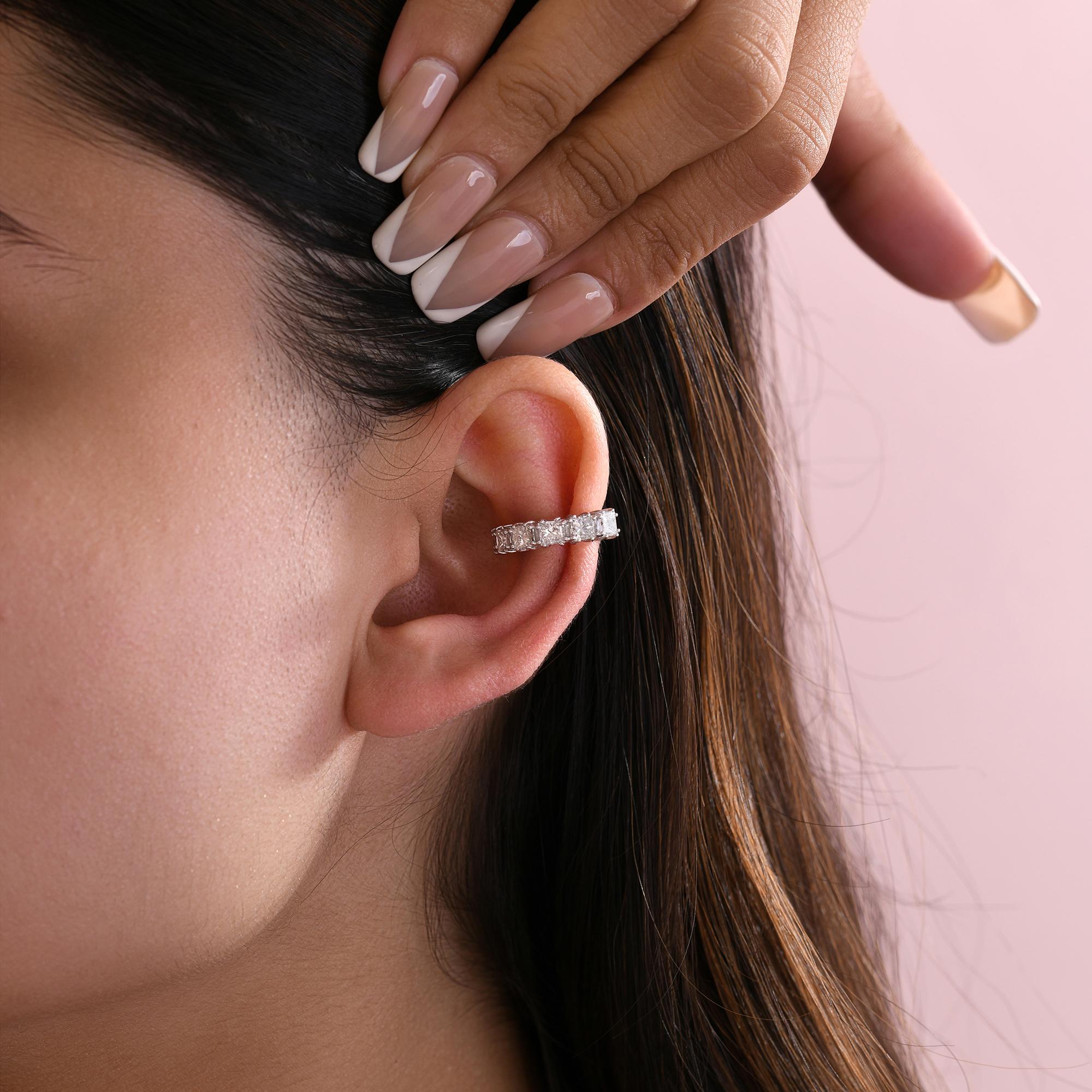 2,54 Quilates SI Claridad HI Color Pendientes Puño de Diamante Oro Blanco 18 Kilates en venta 1