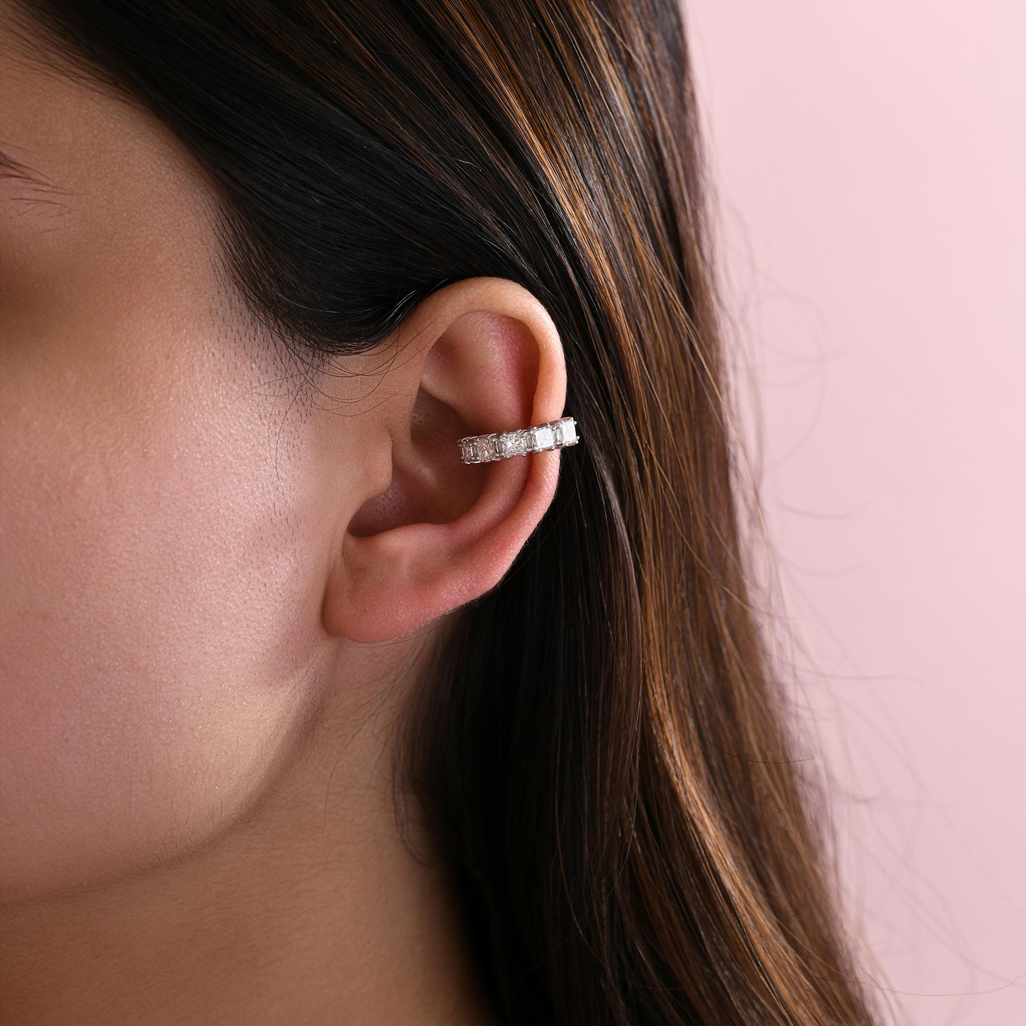 2,54 Quilates SI Claridad HI Color Pendientes Puño de Diamante Oro Blanco 18 Kilates en venta 2