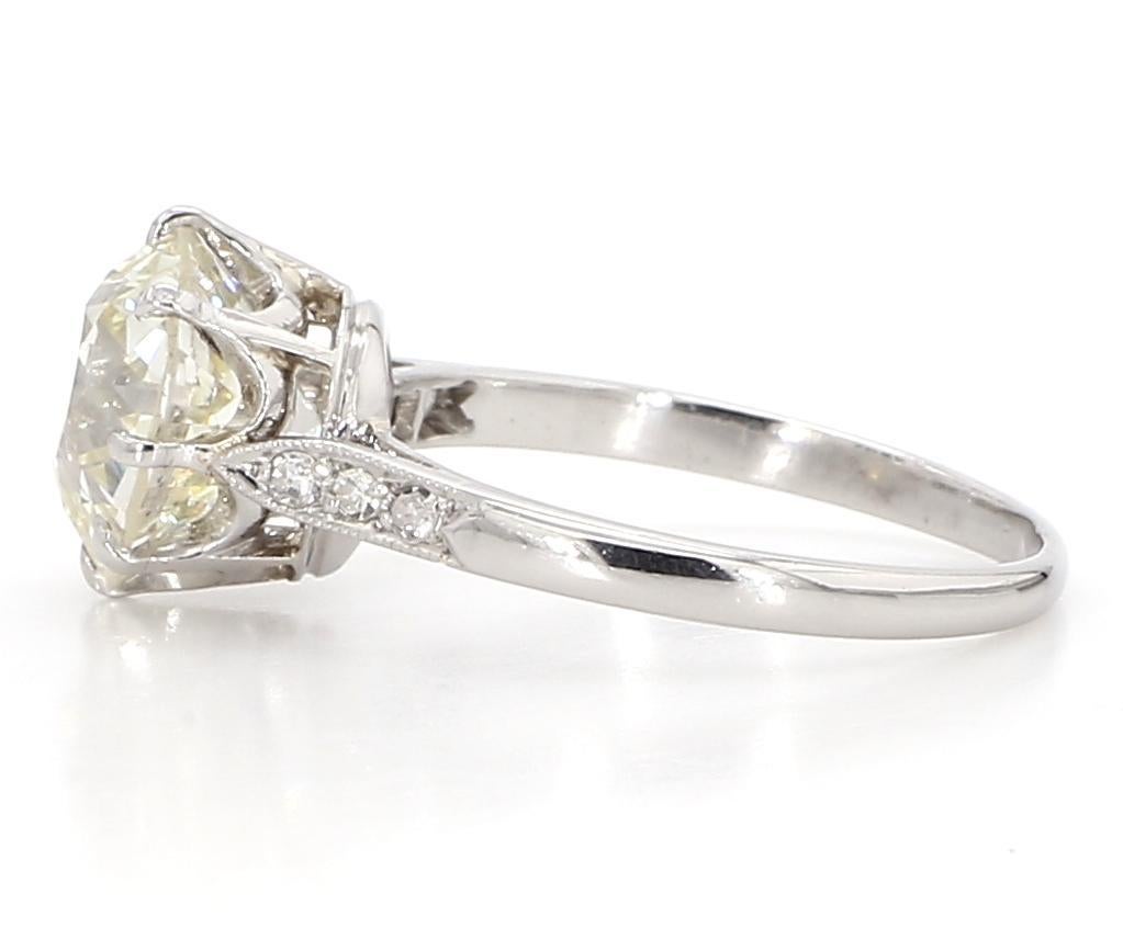 Bague en platine avec diamant solitaire de 2,54 carats Bon état - En vente à New York, NY