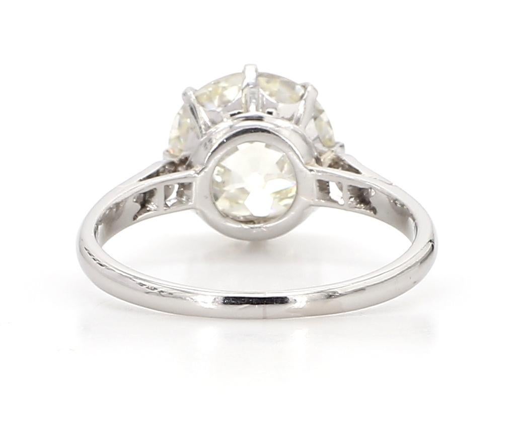 Bague en platine avec diamant solitaire de 2,54 carats Pour femmes en vente
