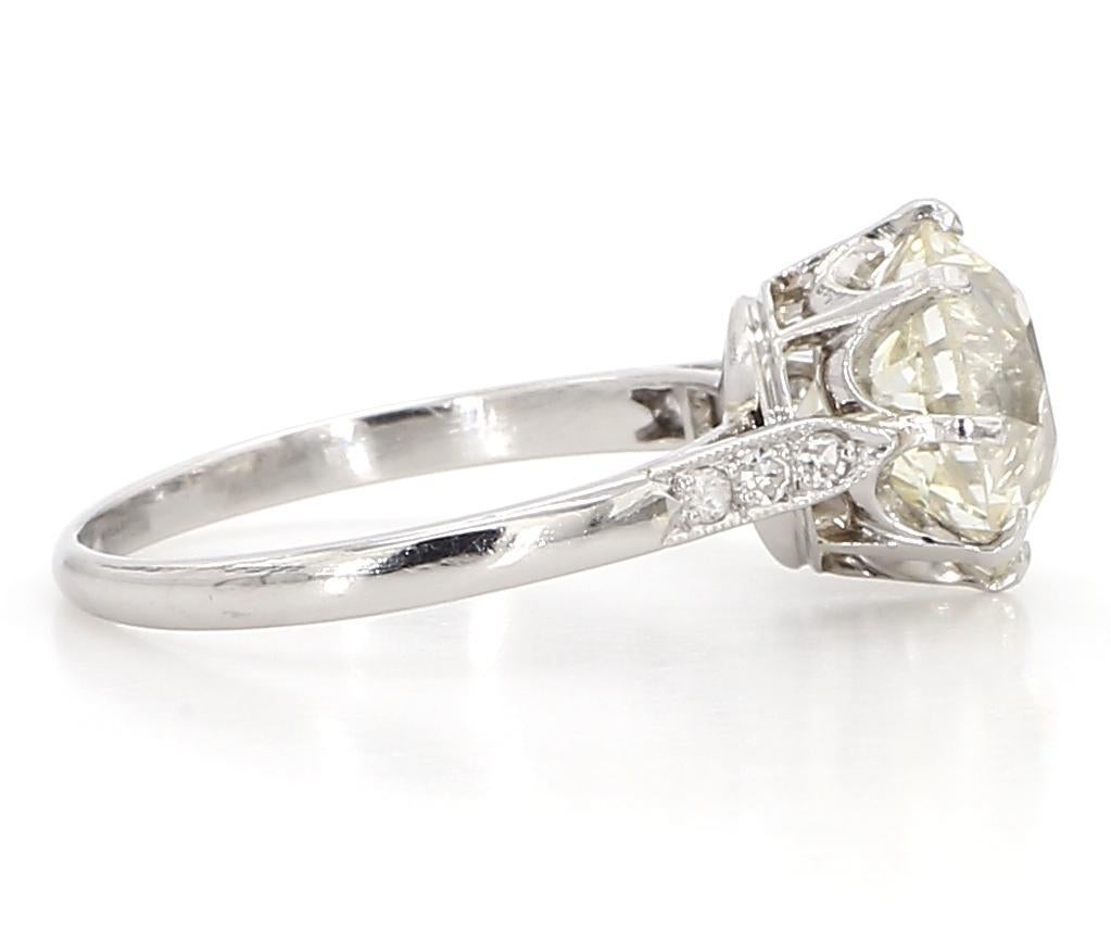 2.54 Carat Solitaire Diamond Platinum Ring For Sale 2