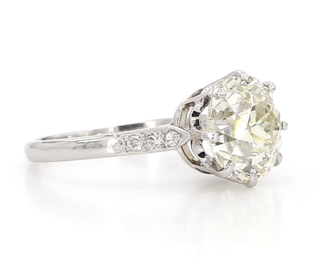 Bague en platine avec diamant solitaire de 2,54 carats en vente 3