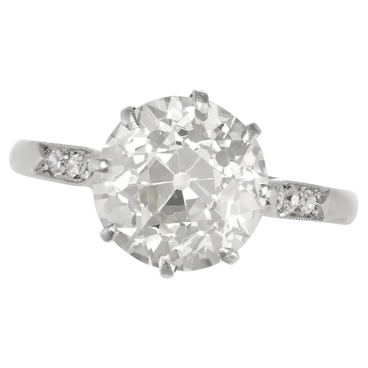 2.54 Carat Solitaire Diamond Platinum Ring For Sale