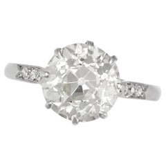 Bague en platine avec diamant solitaire de 2,54 carats