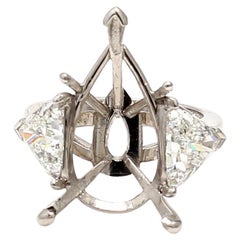 Used 2.54 Carat Triangular Shape I SI1 Diamond White Platinum Semi Mount Ring
