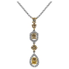 2.54 Carats White and Yellow Diamonds White and Yellow Gold Necklace