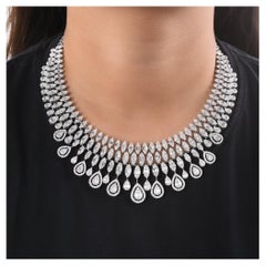 25,40 Quilates SI/H Baguette Collar gargantilla de diamantes Joyas de oro blanco de 18 quilates