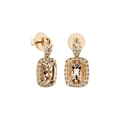 Sunita Nahata Morganite 2.54ct. Drop Earring in 18KRG with White Diamond.