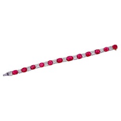 25.49 Carat Burma No Heat Ruby and Diamond Bracelet In 18 Karat White Gold
