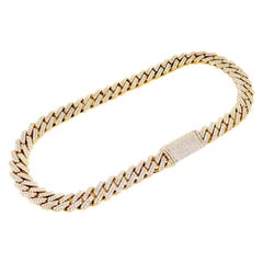 25.49ct Diamond Micro Pave Miami Sqaure Cuban Link Necklace 14K Yellow Gold