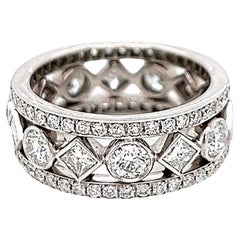 2,54 Gesamtkarat Diamant-Eternity-Ring mit Pavé- und Lünette