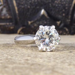 2.54ct Brilliant Cut Diamond Solitaire Engagement Ring on Plain Platinum Band