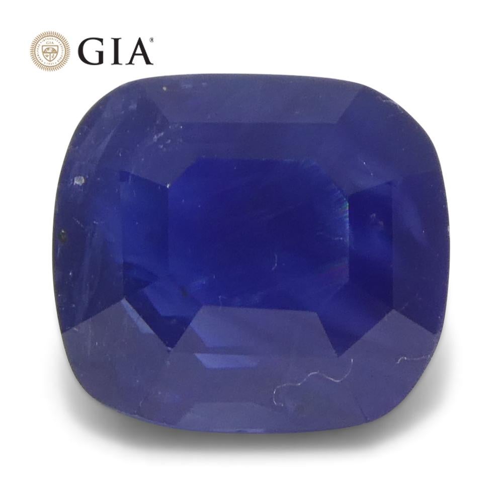 Women's or Men's 2.54ct Cushion Blue Sapphire GIA Certified Madagascar For Sale