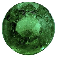 Pierre précieuse non sertie, émeraude verte profonde naturelle de 2,54 carats, taille ronde, rare