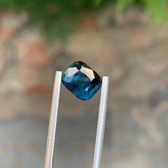 2.55 Carat Adorable Natural Loose Ink Blue Tourmaline Cushion Shape Gem For Ring