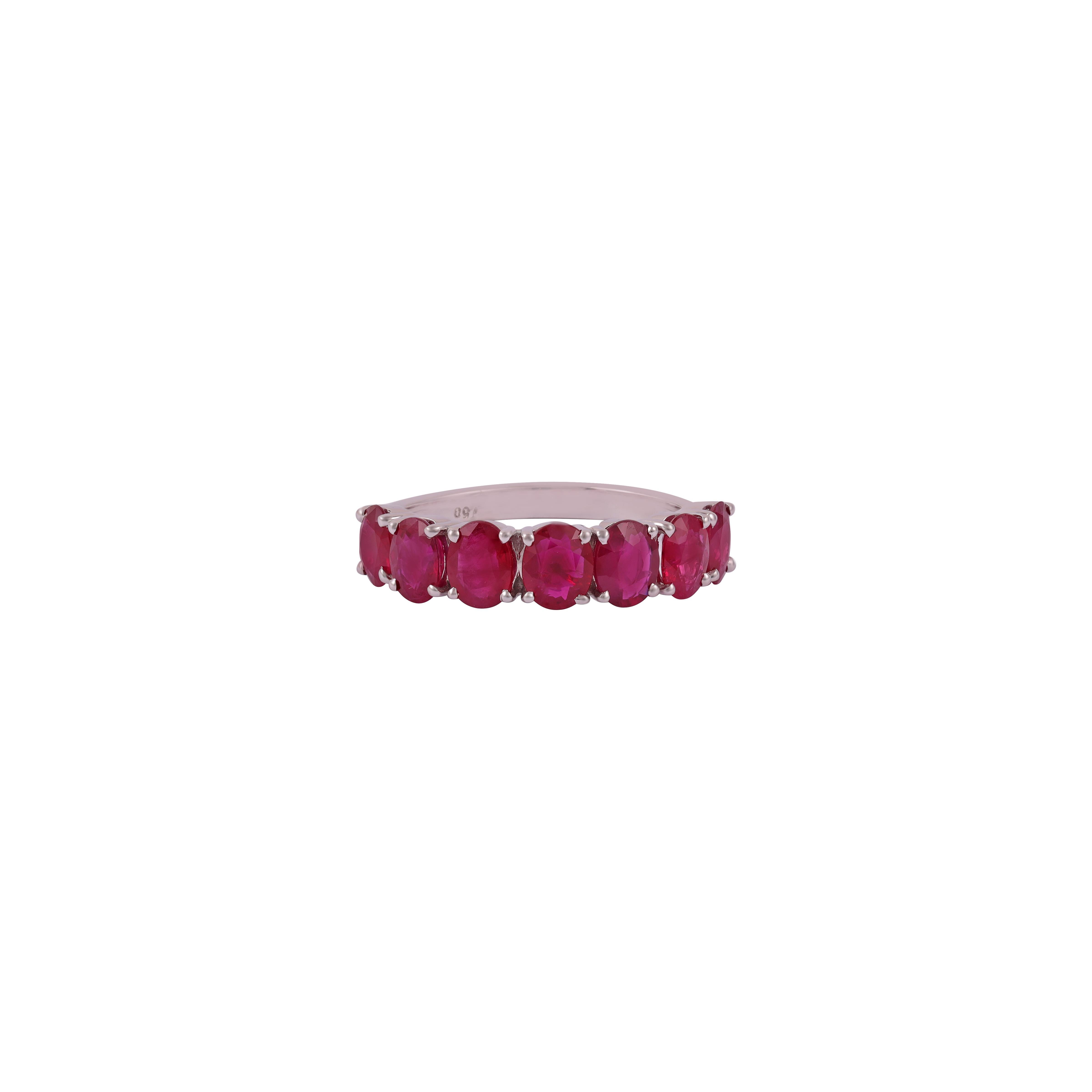 Handcrafted Round Ruby Half  Band
7 Oval Ruby - 2.55 Cts
18 Karat Rose Gold - 3.00 Grams


Custom Services
Resizing is available.
Request Customization