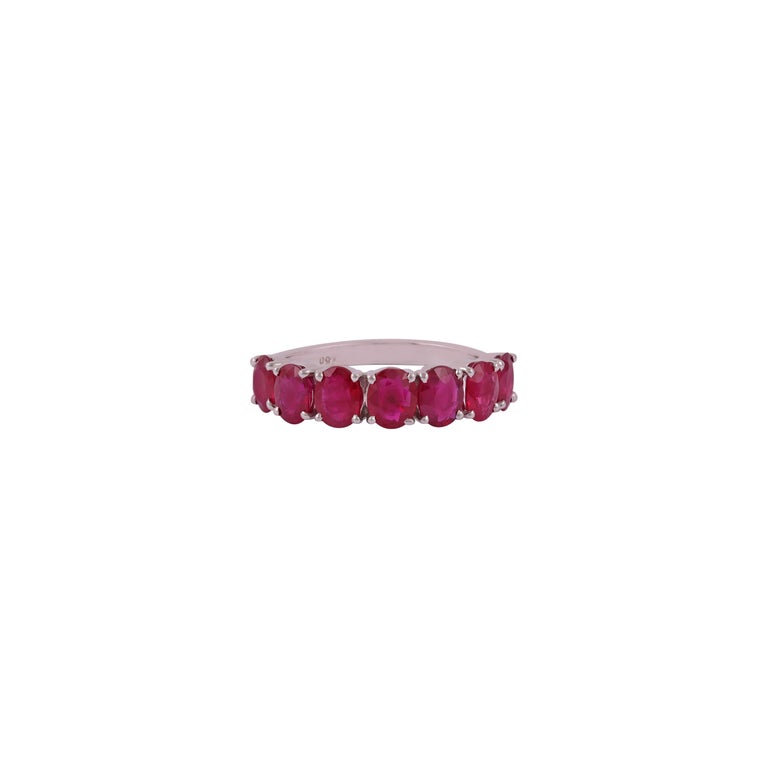 2.55 Carat Clear Ruby Half Band in 18k Gold For Sale at 1stDibs