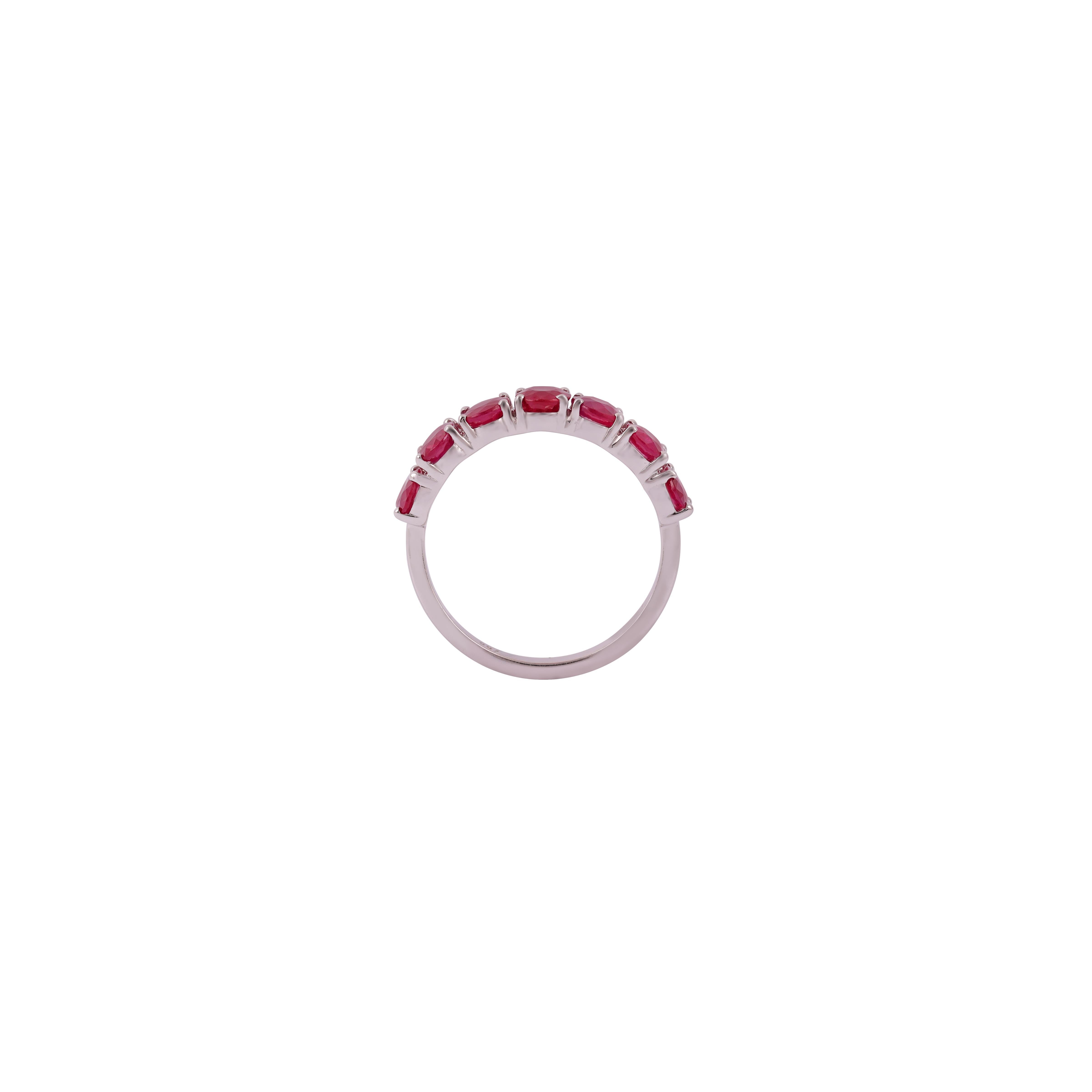 Contemporary 2.55 Carat Clear Ruby Half Band in 18k Gold For Sale