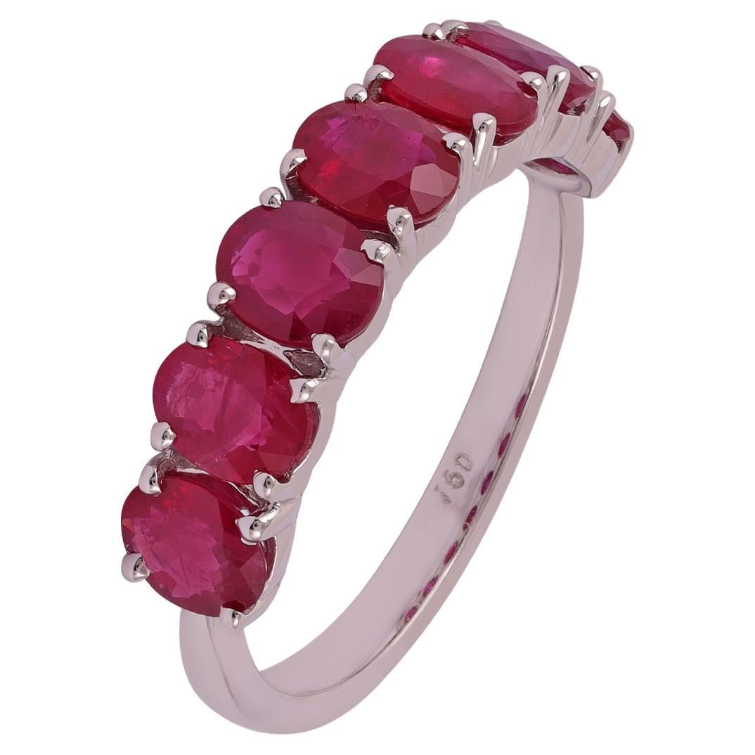 2.55 Carat Clear Ruby Half Band in 18k Gold For Sale