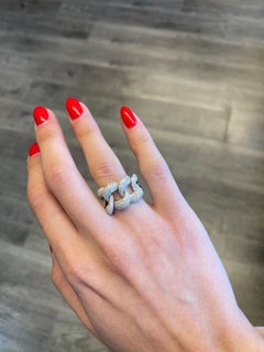 Alexander 2.55 Carat Cuban Link Ring 18 Karat White Gold Pavé Set