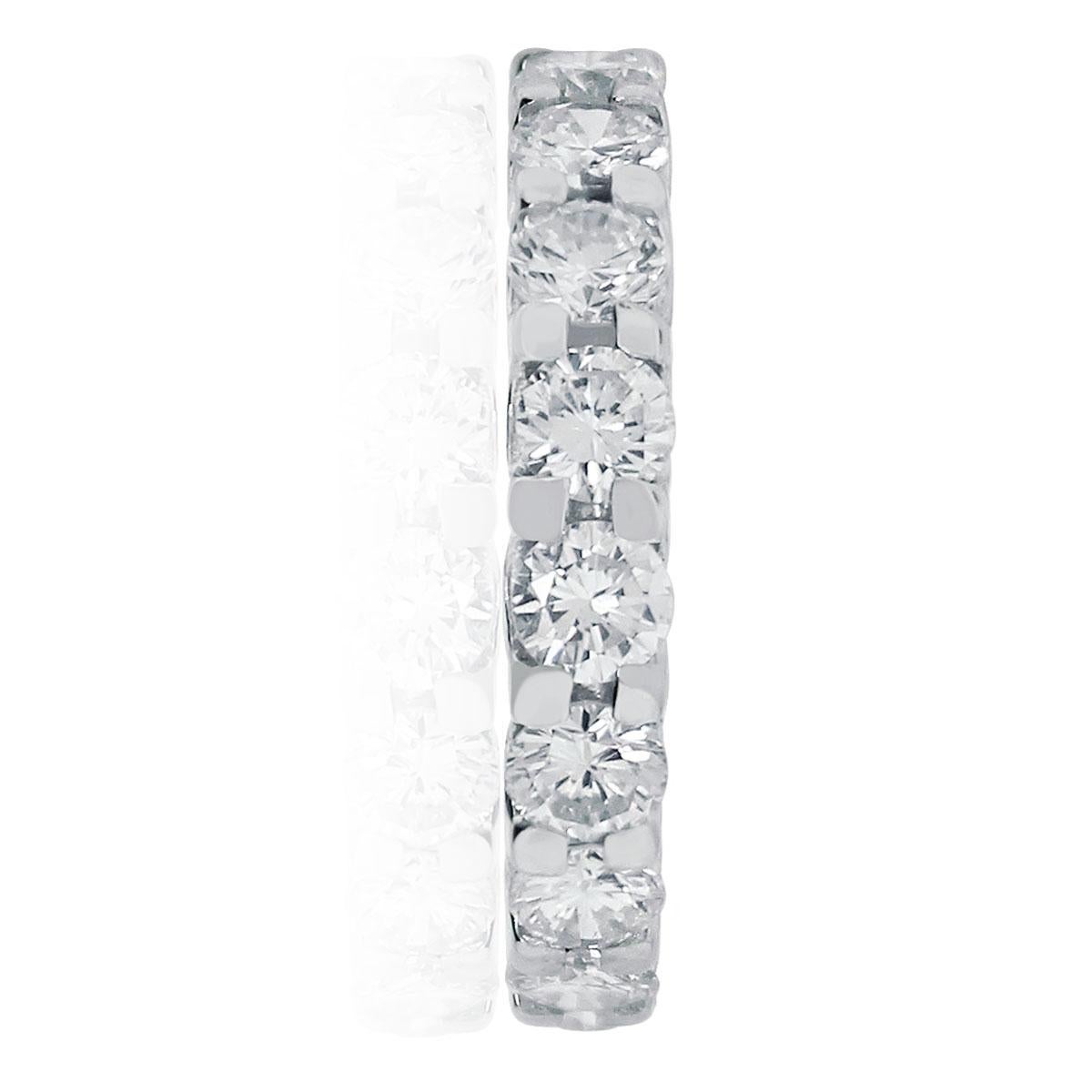 Material: 18k White Gold
Diamond Details: Approximately 2.55ctw round brilliant diamonds. Accent diamonds are H/I  in color and VS1/VS2 in clarity.
Ring Size: 4.5 (can be sized)
Total Weight: 3.3g (2.1dwt)
Measurements: 0.81