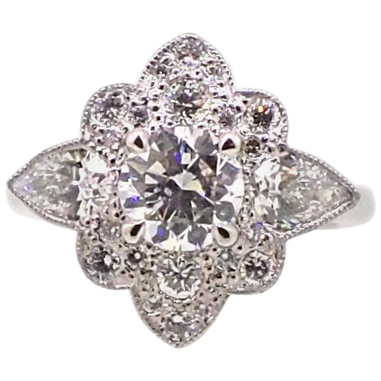 2.55 Carat Diamond Platinum Engagement Dress Ring For Sale