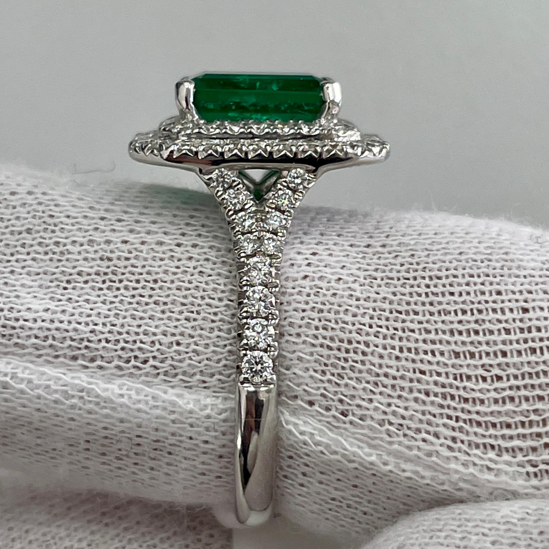 Emerald Cut 2.55 Carat Emerald & Diamond White Gold Ring For Sale