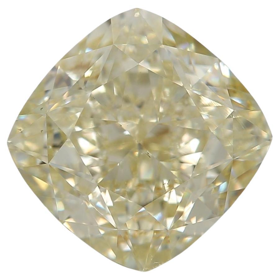 2.55 Carat Fancy Light Brownish Greenish Yellow Cushion diamond GIA Certified For Sale