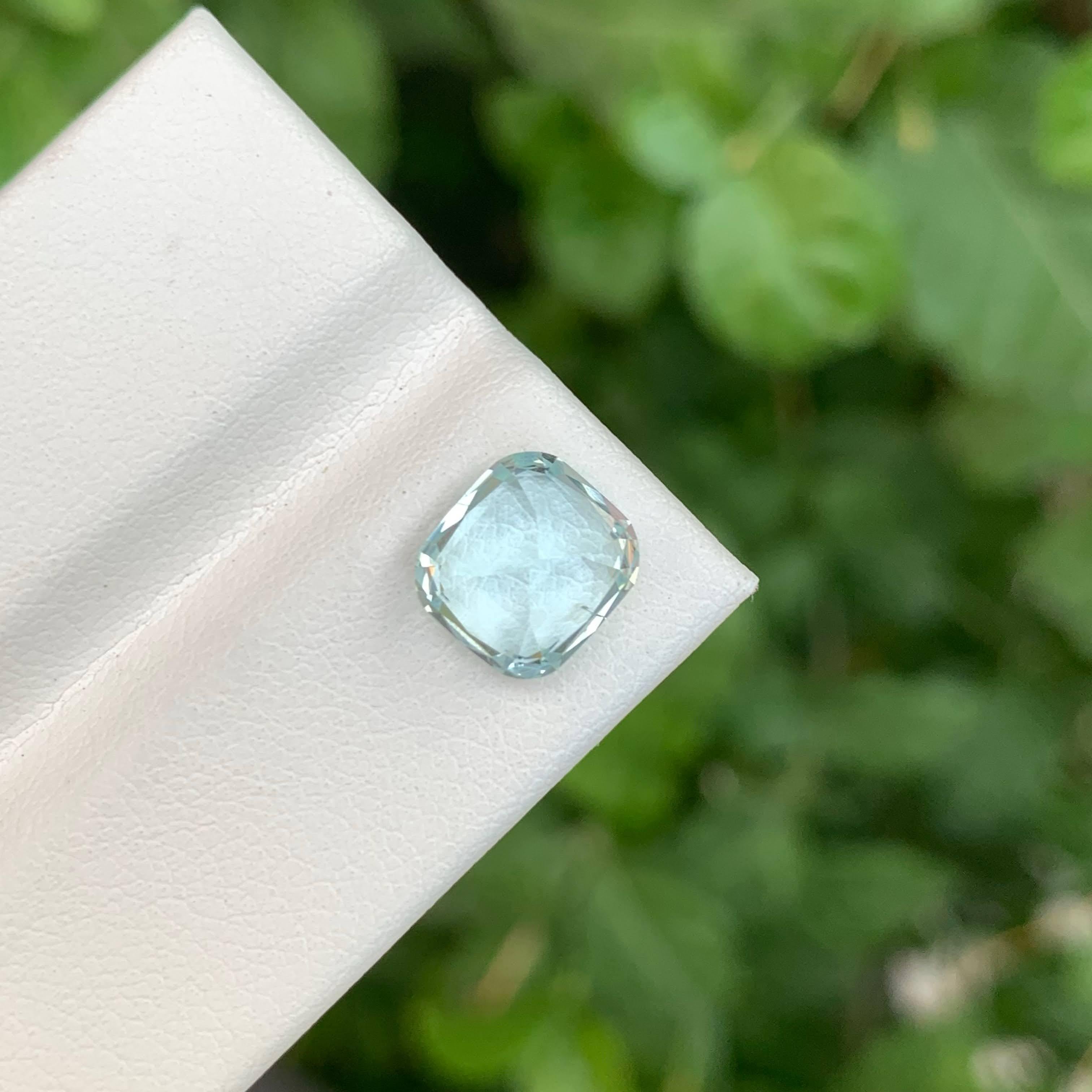 Weight 2.55 carat
Dimensions 8.5x7.8x6.2mm
Treatment None
Origin Pakistan 
Clarity VVS
Shape Cut Cushion 
NA


This 2.55-carat natural Aquamarine gemstone is a delicate and graceful beauty, showcasing a soft light blue hue that exudes tranquility