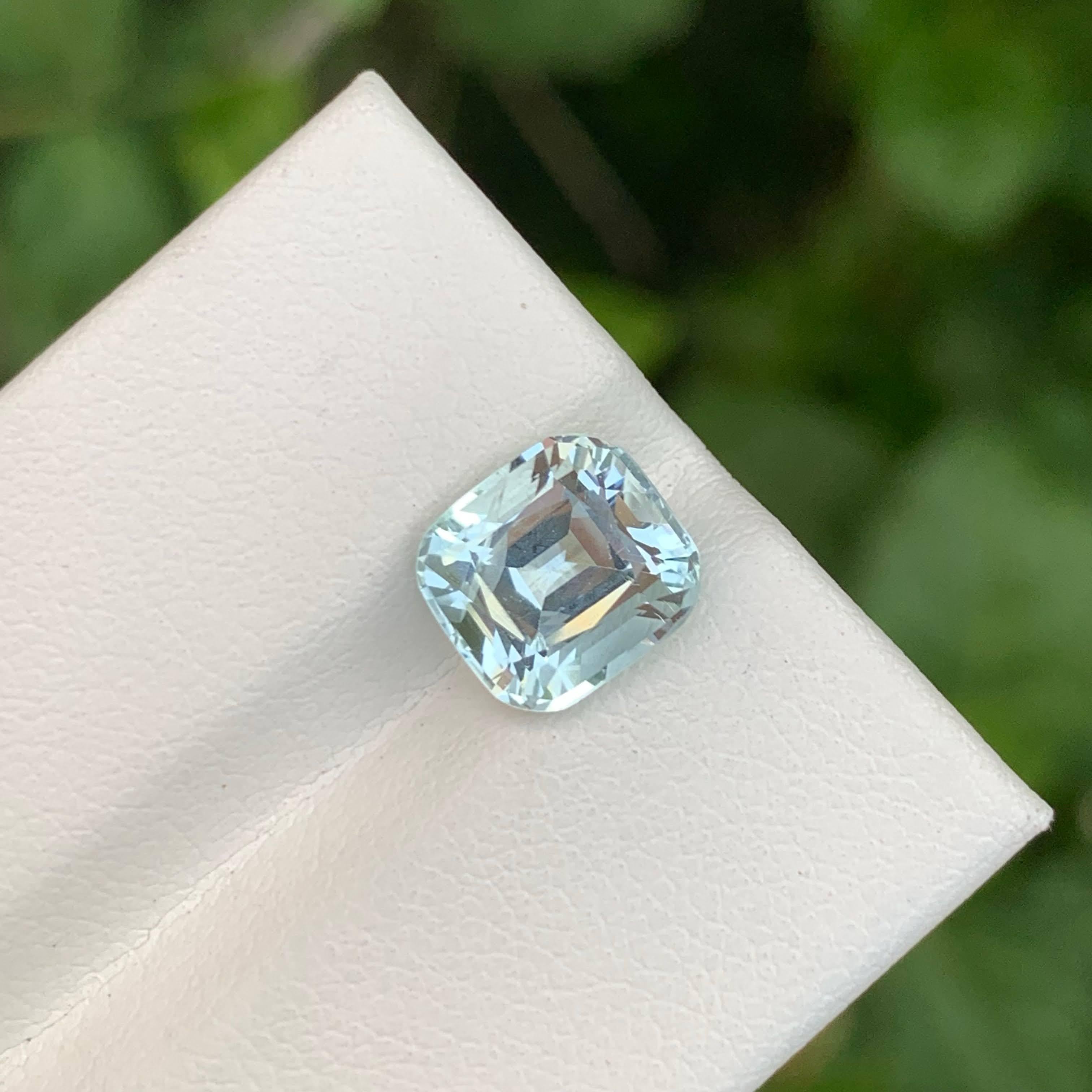 2.55 Carat Loose Light Blue Aquamarine Stone Cushion Cut Natural Pakistani Gem For Sale 2
