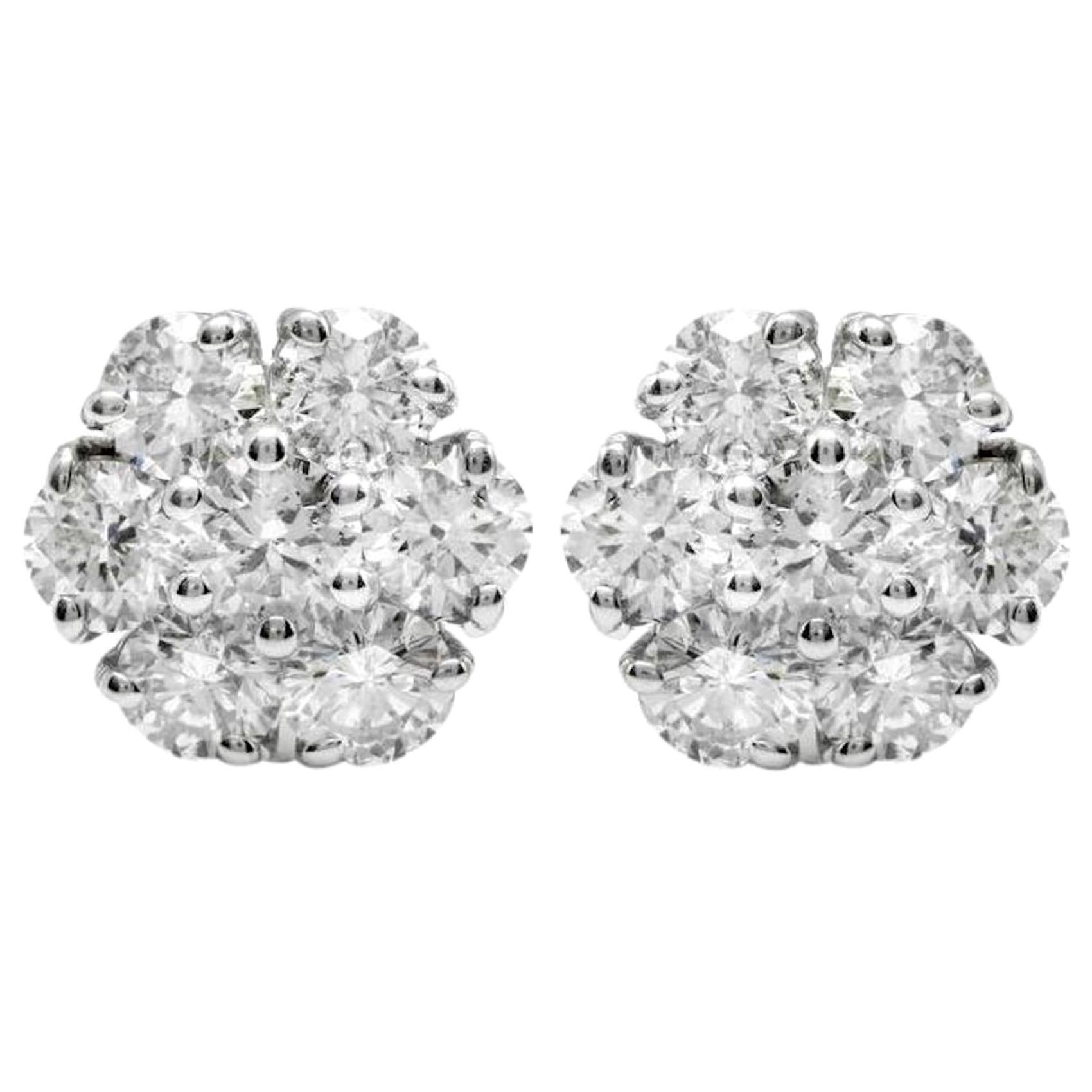 2.55 Carat Natural Diamond 14 Karat Solid White Gold Stud Earrings