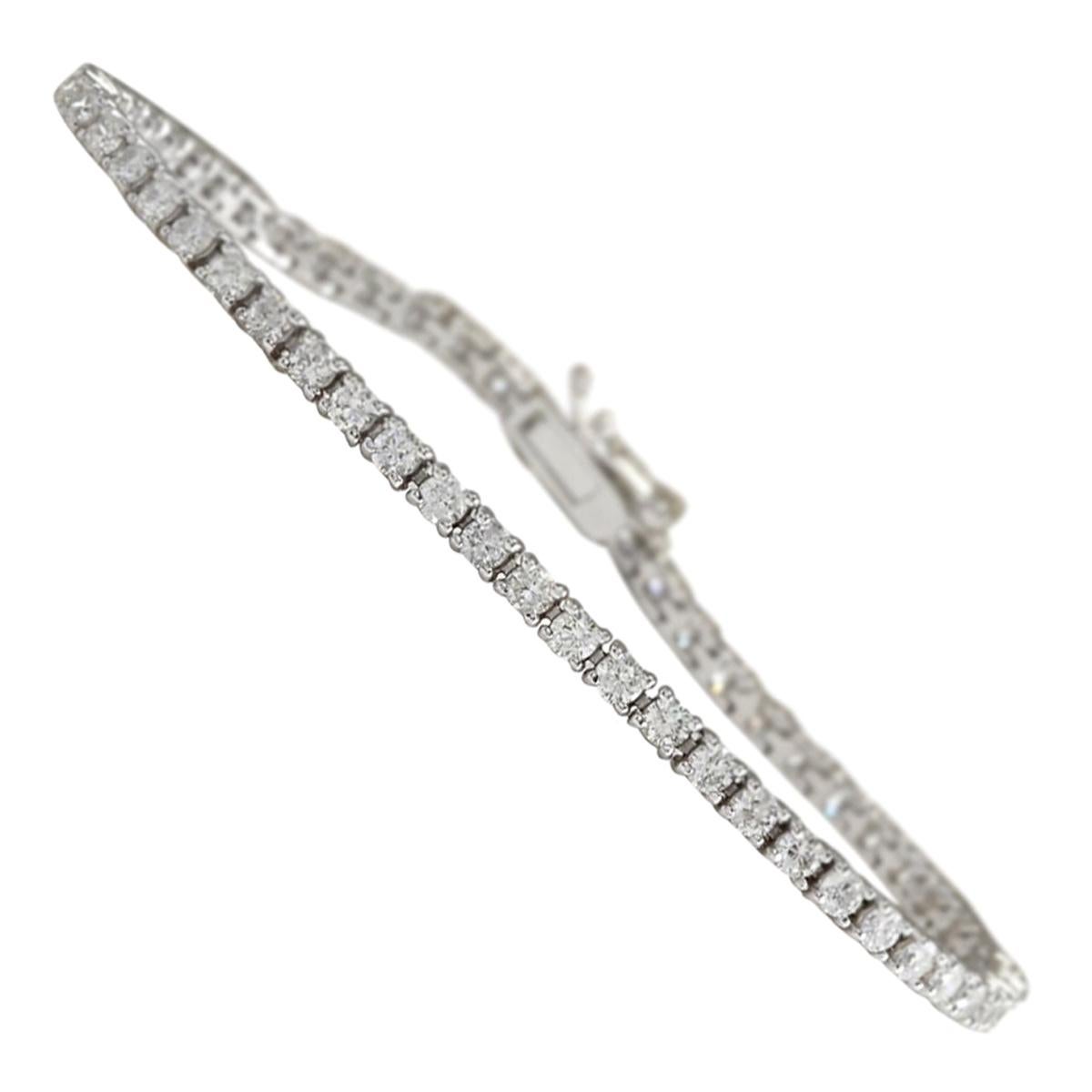 2.55 Carat Natural Diamond Tennis Bracelet In 14 Karat White Gold 