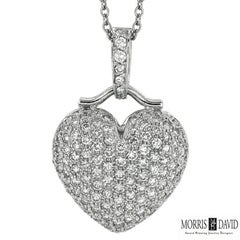 2,55 Karat natürlicher Diamant Herz Halskette G SI 14 Karat Weißgold Kette