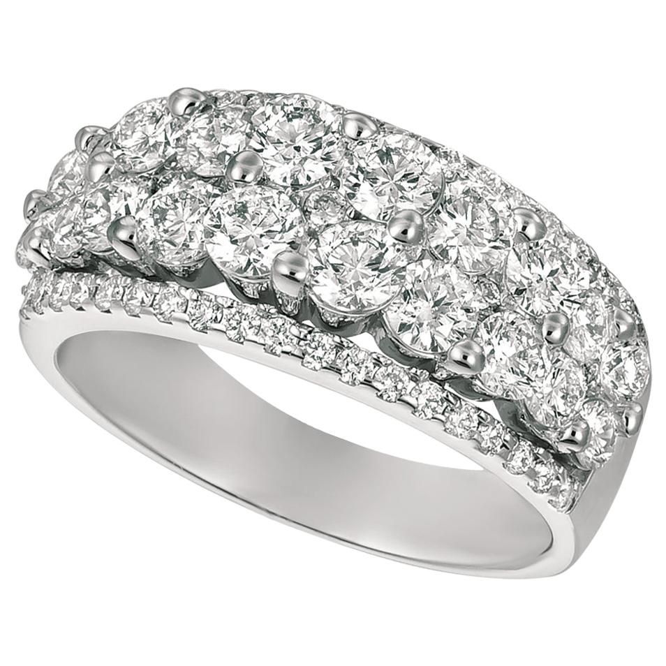 2,55 Quilates Anillo Diamante Natural Banda G SI Oro Blanco 14 Kilates