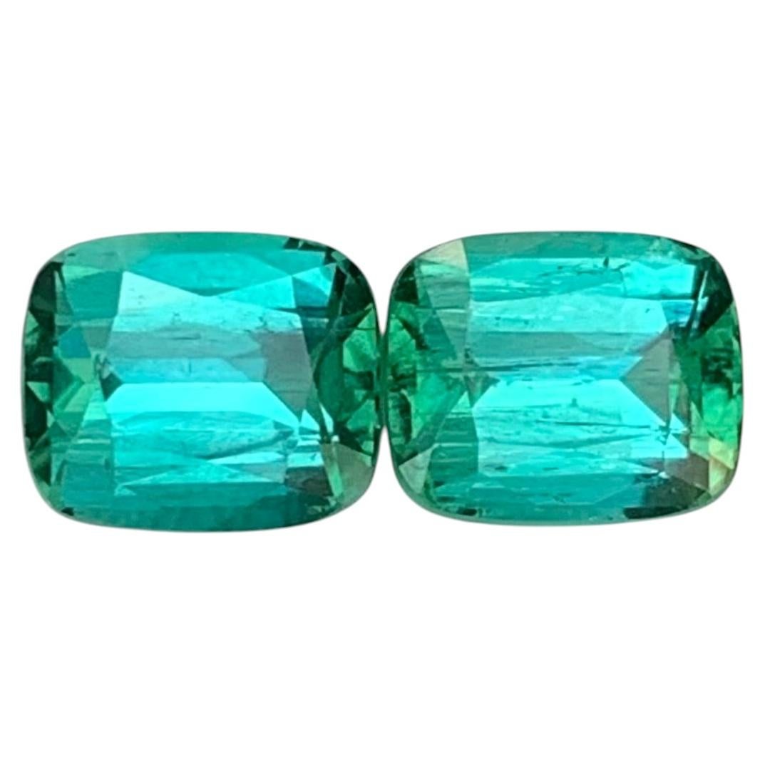 2.55 Carat Natural Loose Blue Green Tourmaline Gemstone Pair Pour Bijoux