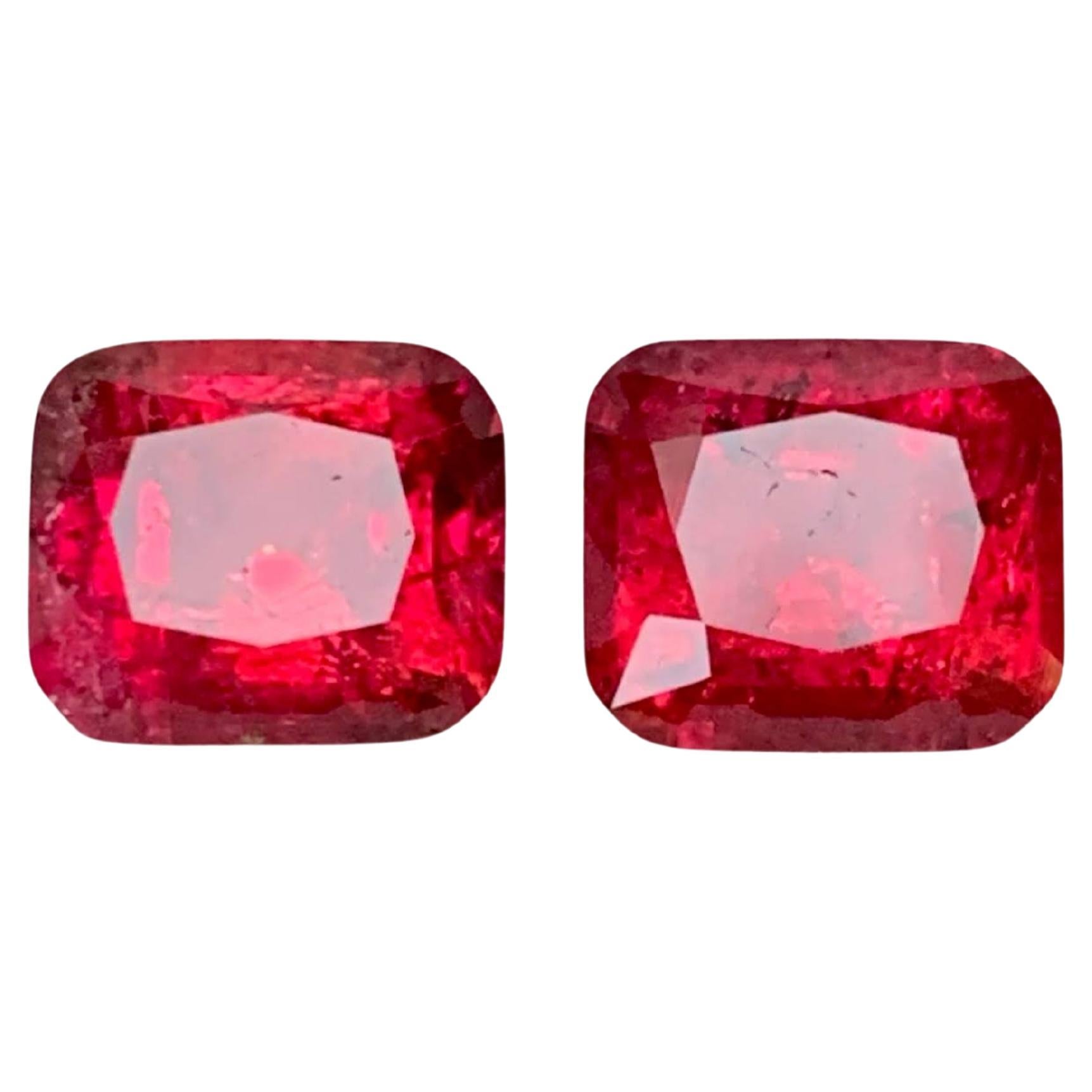2.55 Carat Natural Loose Quality Rubelite Tourmaline Pair Cushion Cut Afghan Gem